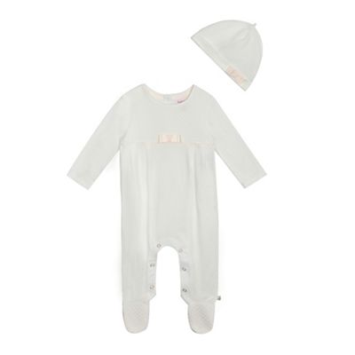Baker by Ted Baker Baby girls' white quilted sleepsuit and hat set